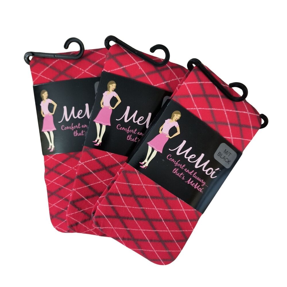 MeMoi Fashion Tights Medium/Tall M/T Red Argyle Diamond Set of 3 NWT